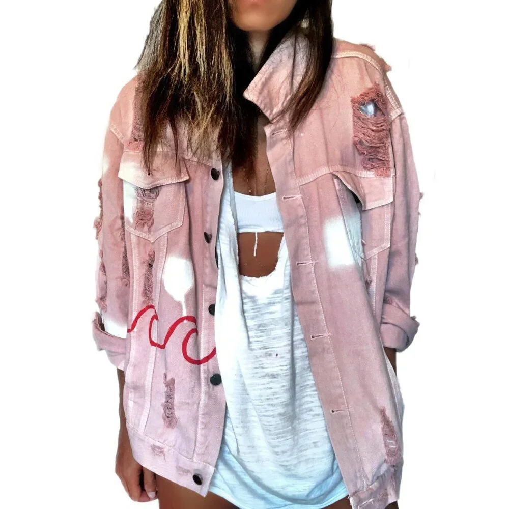 SUPER RARE 'Surfing' Distressed Denim Jacket - Picture 2 of 11
